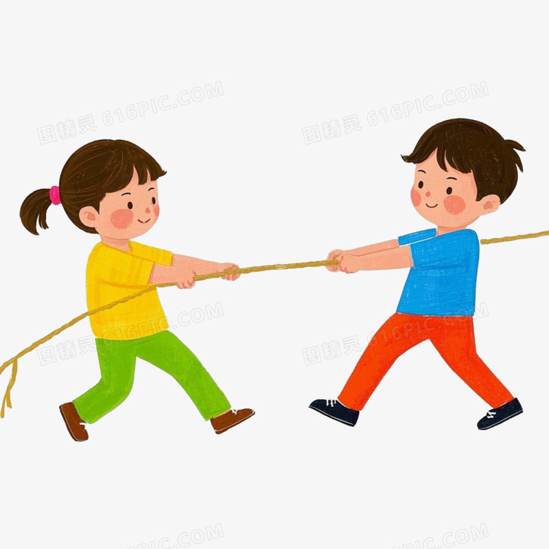 卡通拔河运动免抠元素