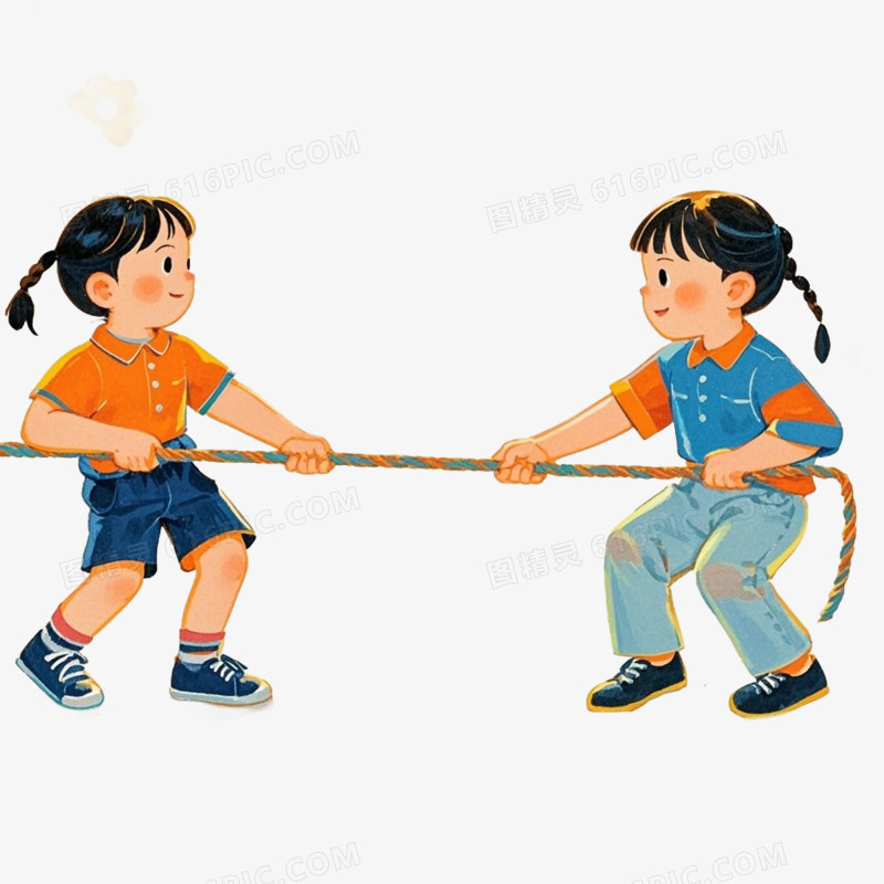 卡通拔河运动免抠元素
