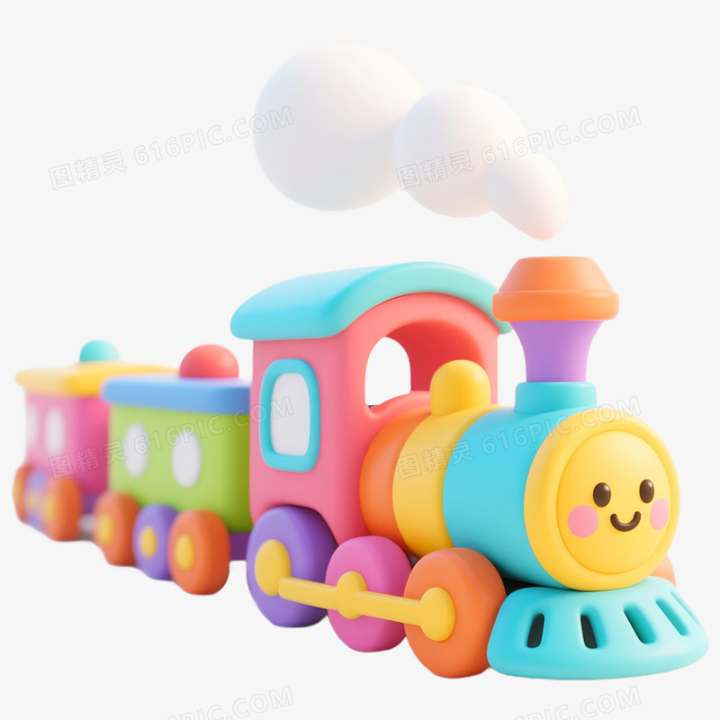 3D立体多彩小火车免抠元素