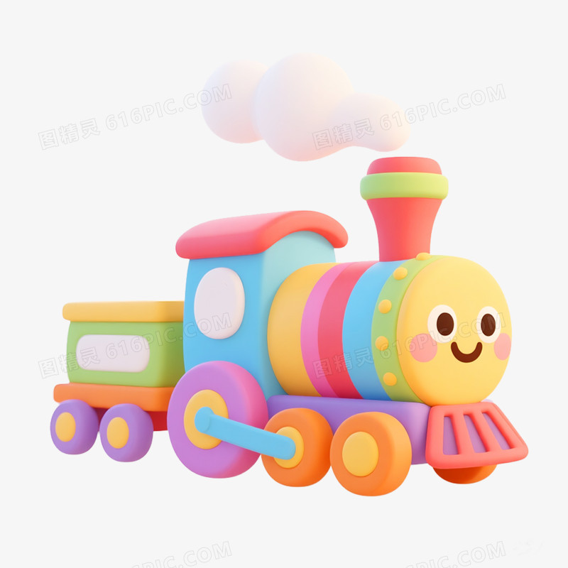 3D立体多彩小火车免抠元素