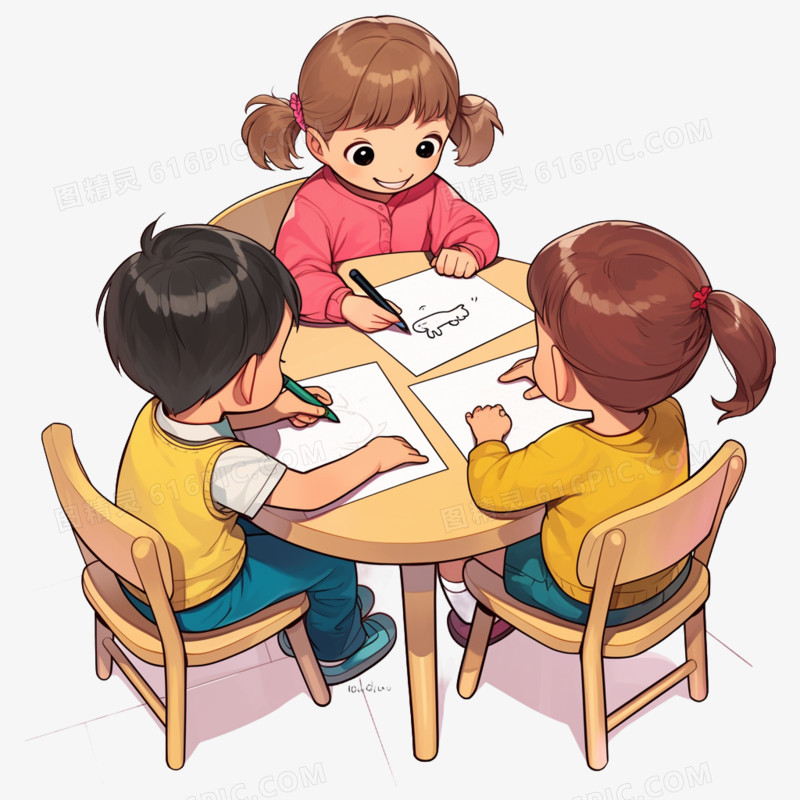 学生小组讨论免抠元素