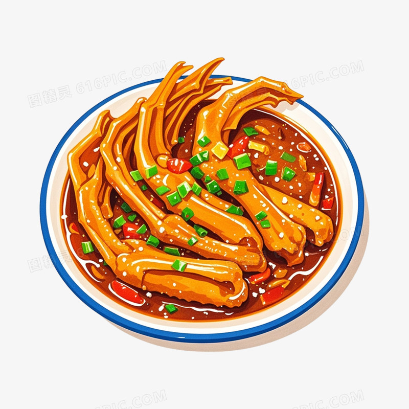 卡通手绘美味鸭掌免抠元素