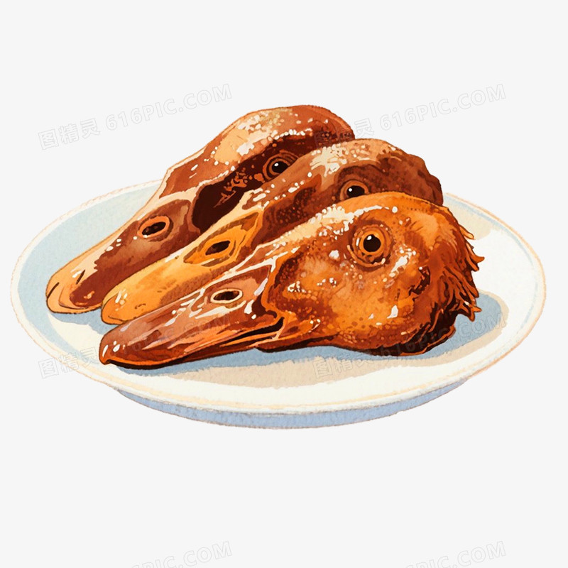 手绘插画鸭货小吃免抠元素