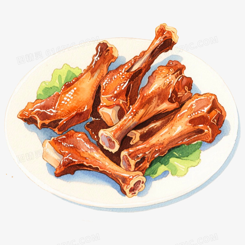 手绘插画鸭货小吃免抠元素
