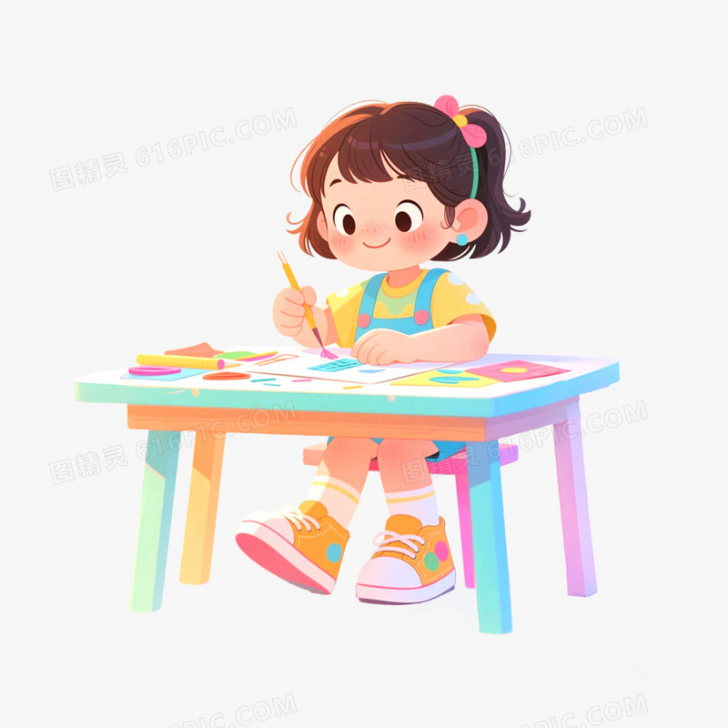 手绘插画手工课免抠元素