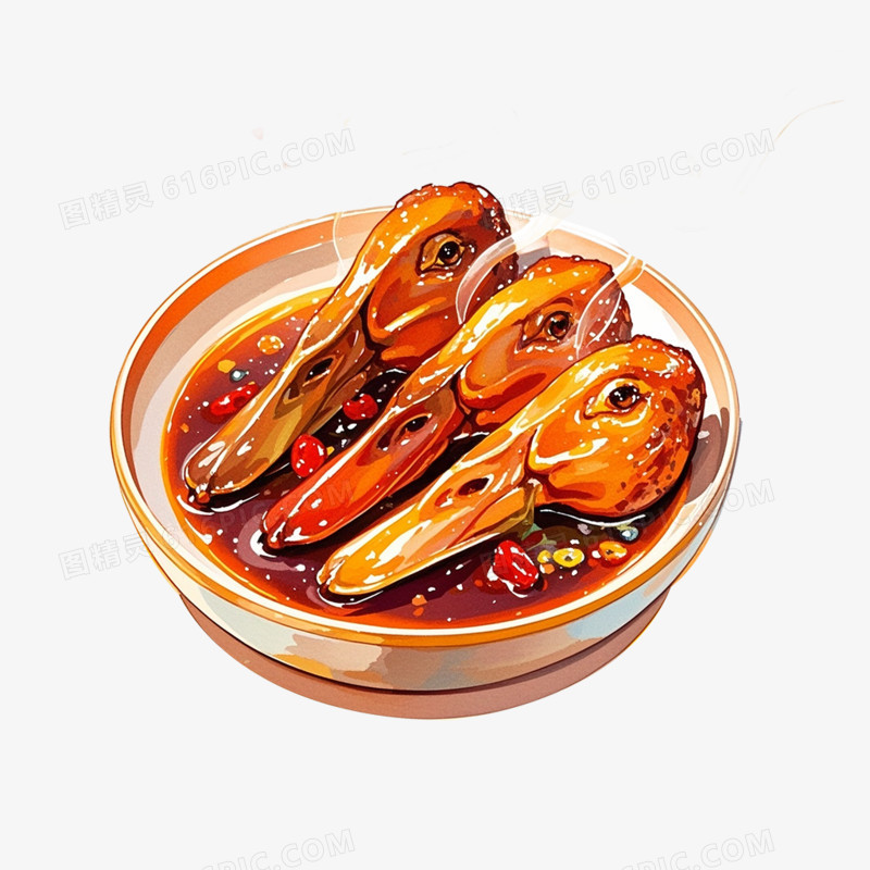 卡通插画风鸭货美食免抠元素