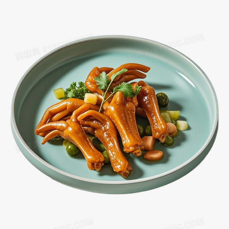 摄影风一盘美味鸭掌免抠元素