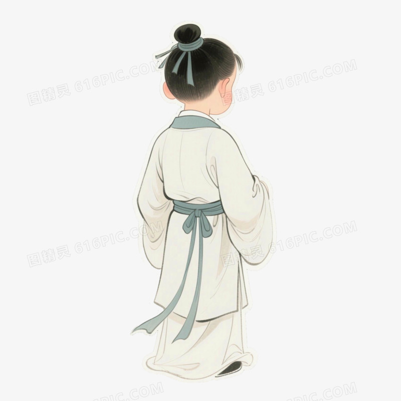 古装小男孩背影免抠元素