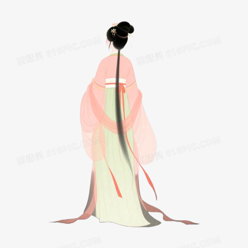 古装女子背影免抠元素