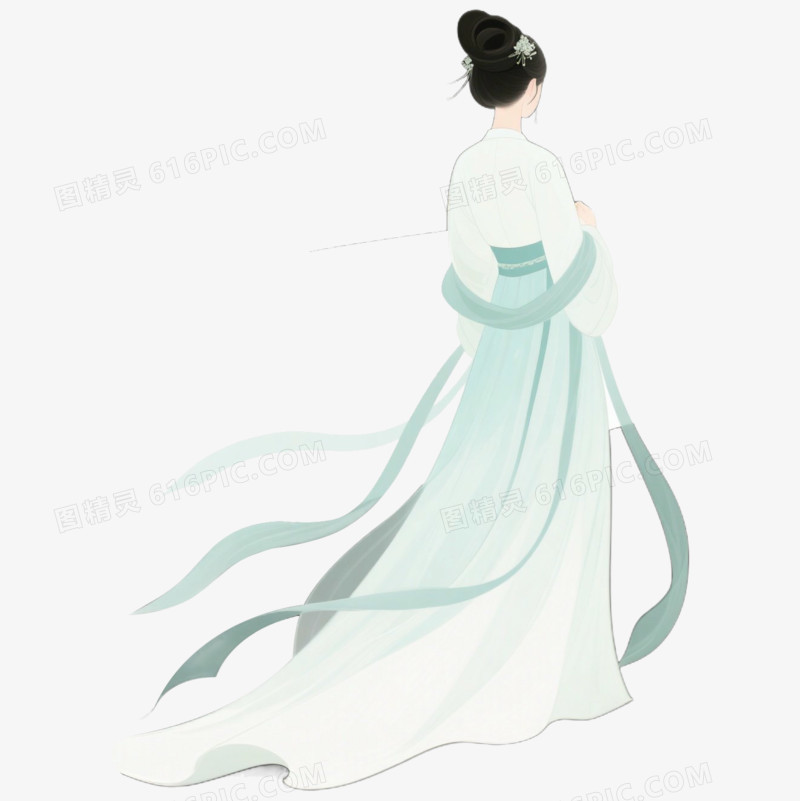 古装女子背影免抠元素