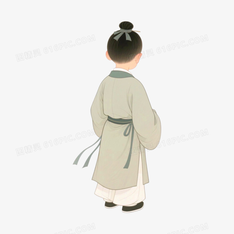 古装小男孩背影免抠元素
