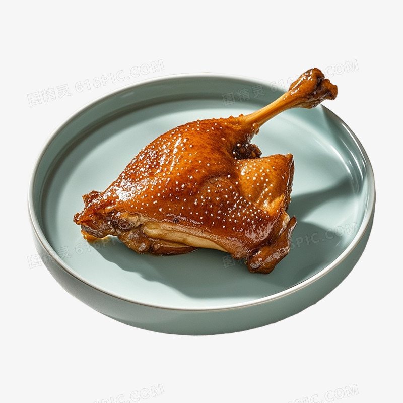 摄影风一盘美味鸭腿免抠元素