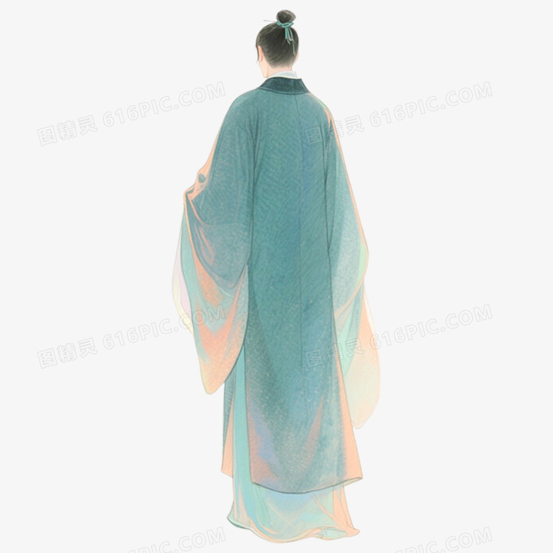 手绘插画古风背影免抠元素