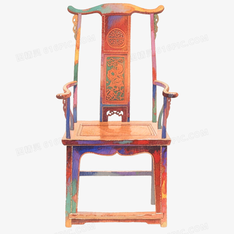 手绘插画中式风格家具免抠元素
