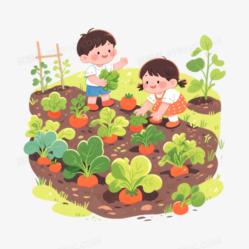 手绘插画菜园子免抠元素