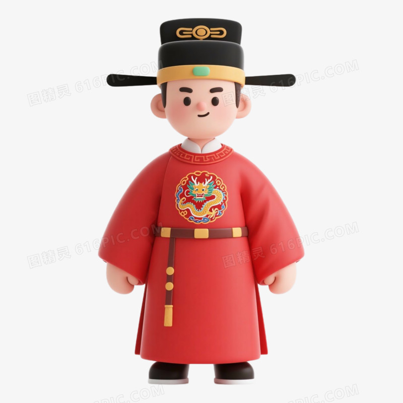 3d中式状元郎免抠元素