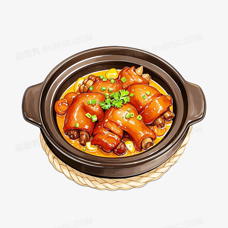 卡通插画美食红烧猪蹄卤肉免抠元素