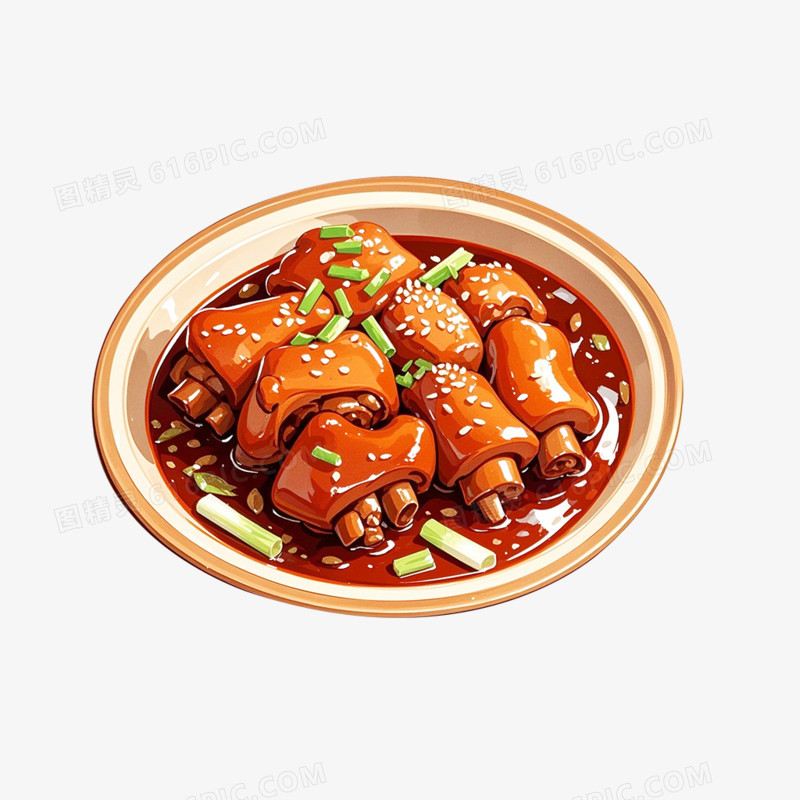 卡通插画美食红烧猪蹄卤肉免抠元素