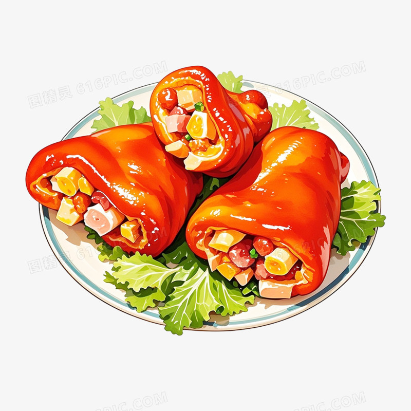 卡通插画卤肉猪蹄免抠元素
