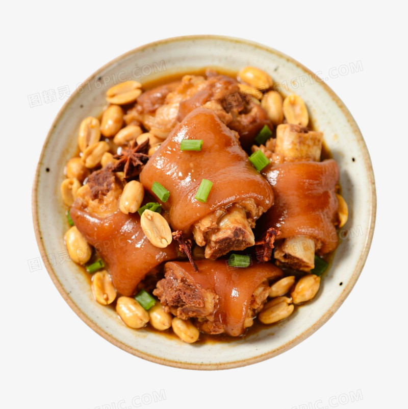 实拍猪脚美食花生煲猪脚免抠元素
