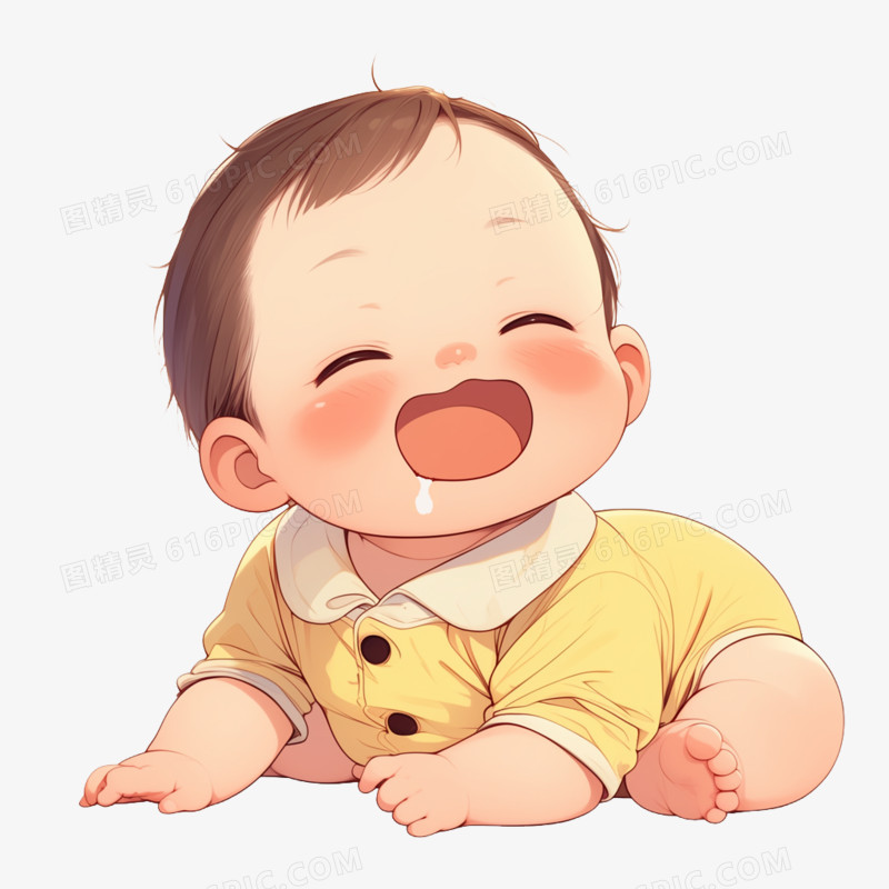 卡通可爱的小婴儿在流口水免抠元素