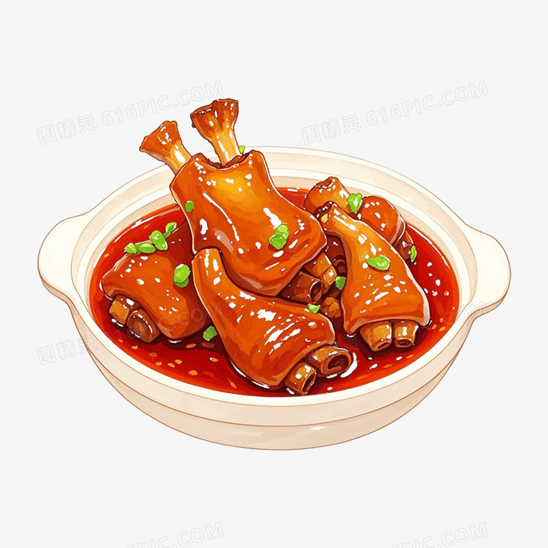 卡通插画美食红烧猪蹄卤肉免抠元素
