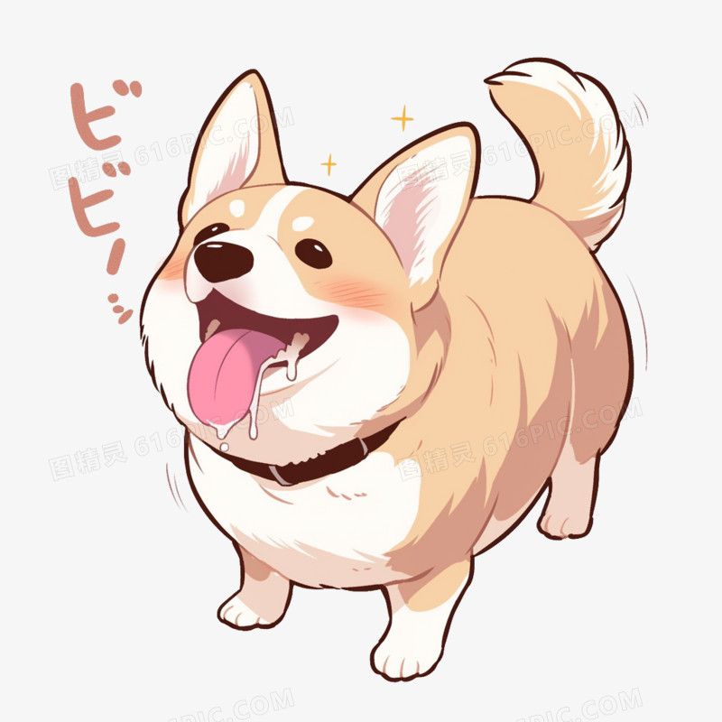 卡通插画小动物馋得流口水免抠元素