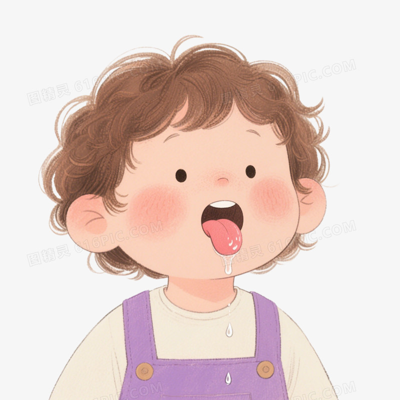 卡通插画动画人物流口水免抠元素