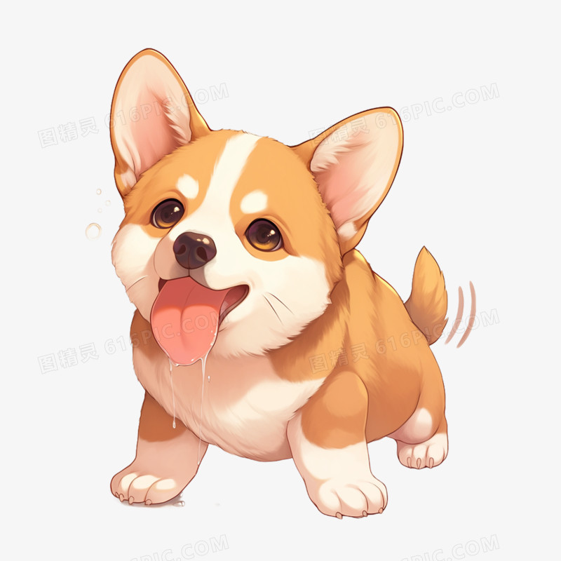 卡通插画小动物馋得流口水免抠元素