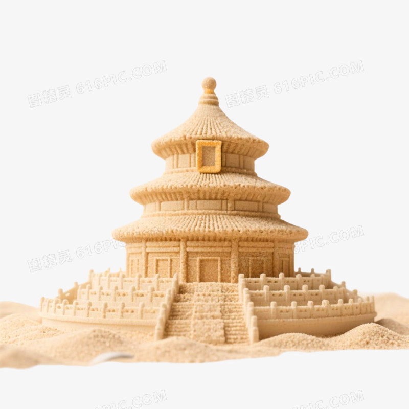 手绘插画风格沙雕展览免抠元素