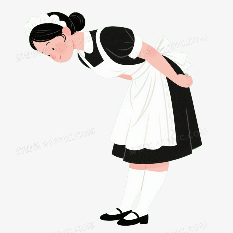 人物女仆鞠躬问好免抠元素