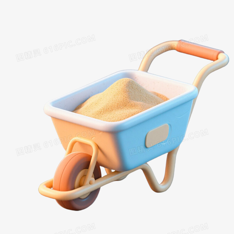 3D插画风格挖沙子工具免抠元素
