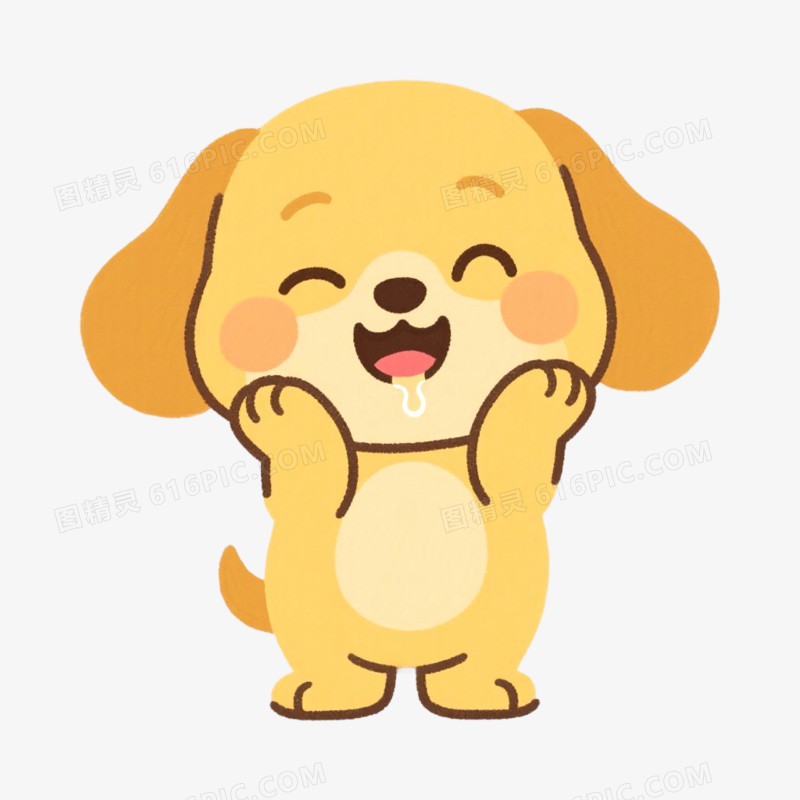 馋得流口水的小黄狗免抠元素