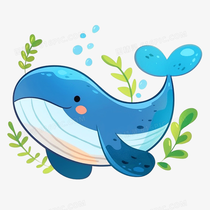 卡通可爱海洋生物蓝鲸免抠元素