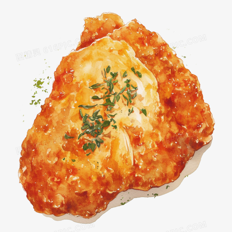 水彩快餐食物鸡排免抠元素