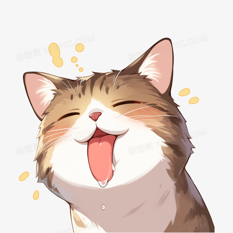 卡通插画小动物馋得流口水免抠元素