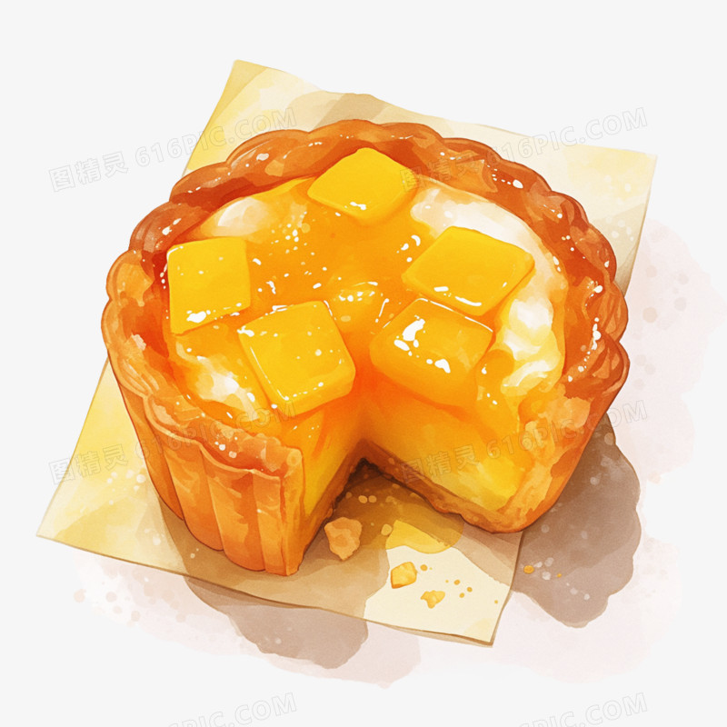 卡通快餐食物芒果蛋挞免抠元素
