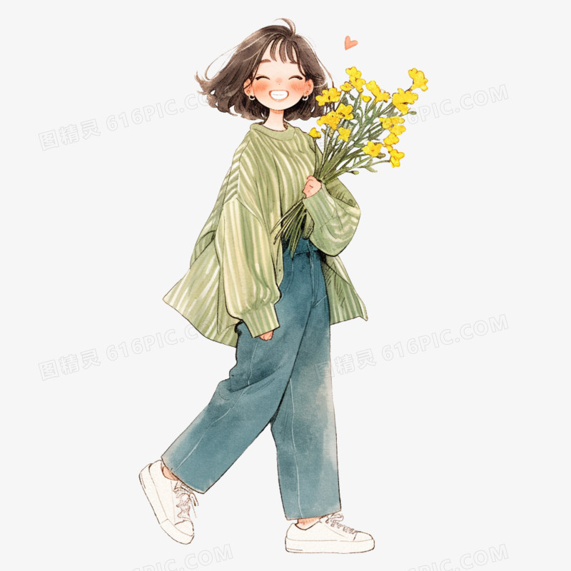 卡通手绘可爱女孩穿搭免抠元素
