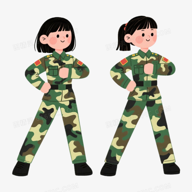 做操迷彩服做军训免抠元素