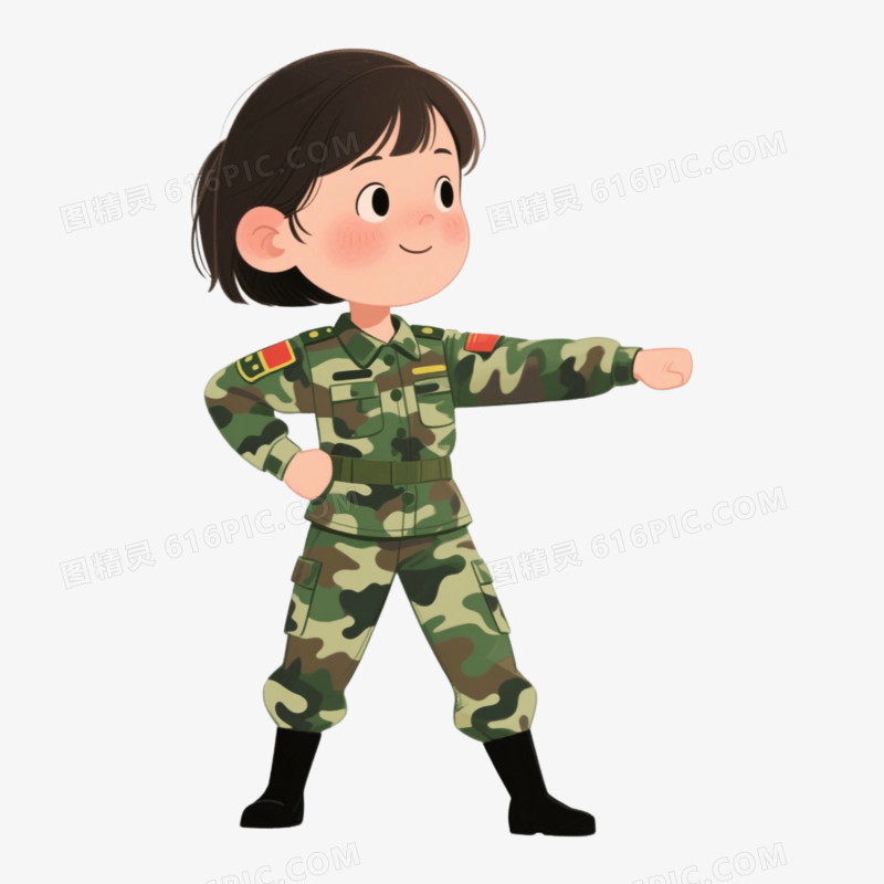 操练迷彩服做军训免抠元素
