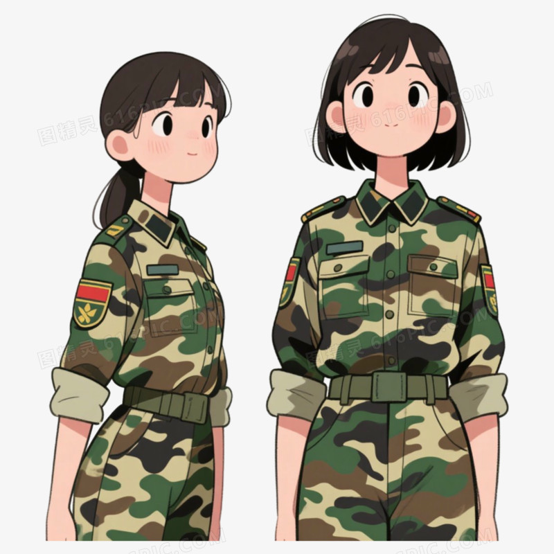 同学 迷彩服做军训免抠元素