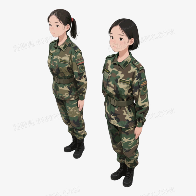 俯视迷彩服做军训免抠元素