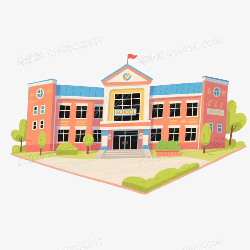 学校地标建筑免抠元素
