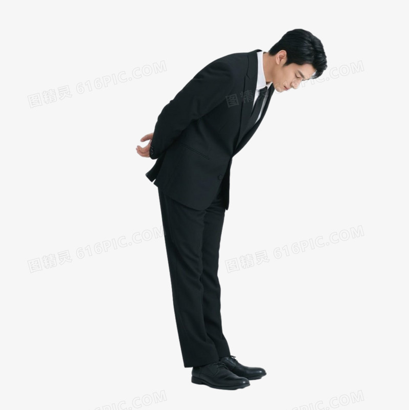 穿着正装的人物鞠躬的免抠元素
