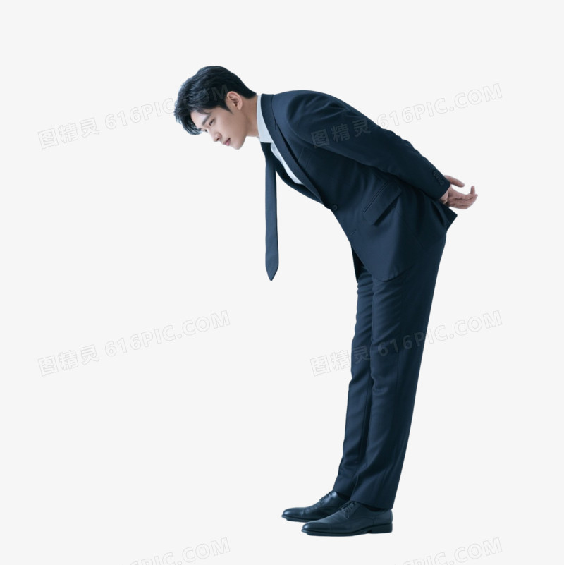穿着正装的人物鞠躬的免抠元素