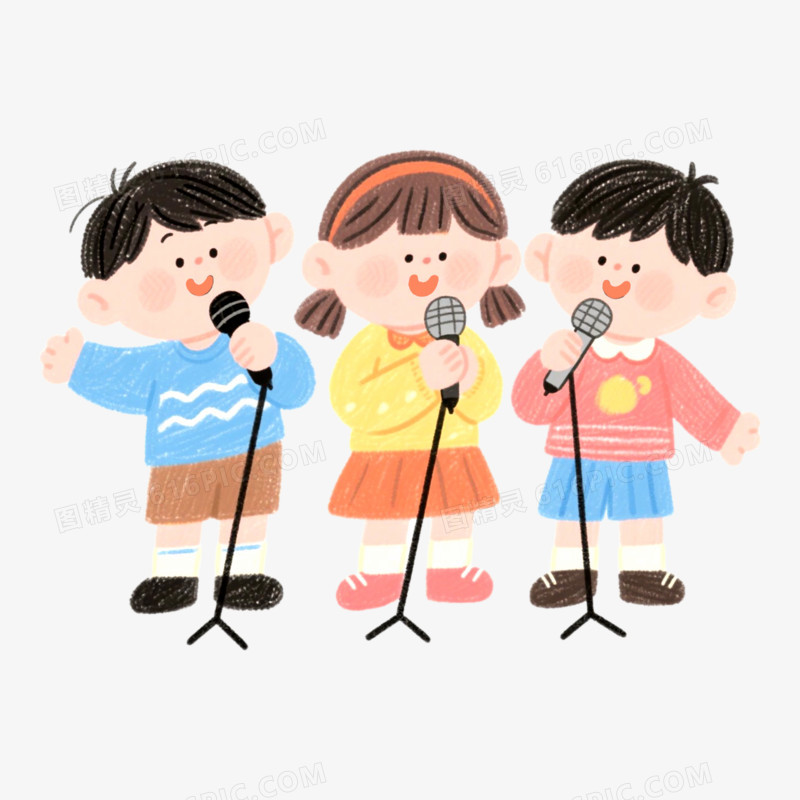 幼儿园表演小朋友站着表演唱歌免抠元素