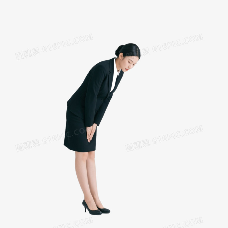 穿着正装的人物鞠躬的免抠元素