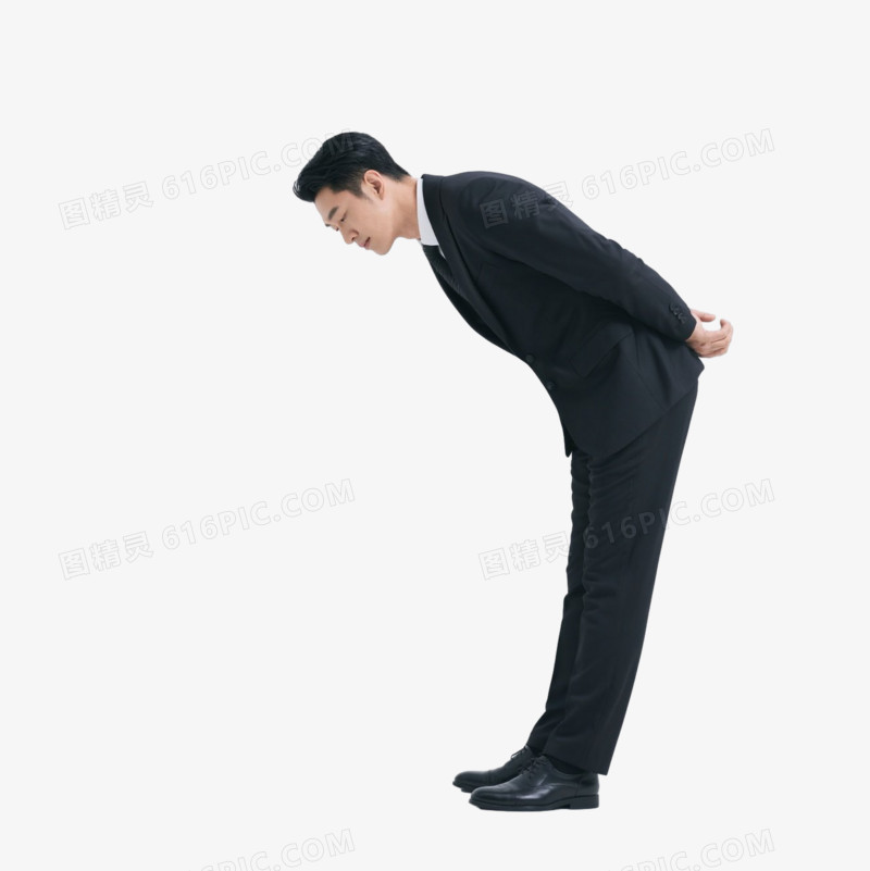 穿着正装的人物鞠躬的免抠元素