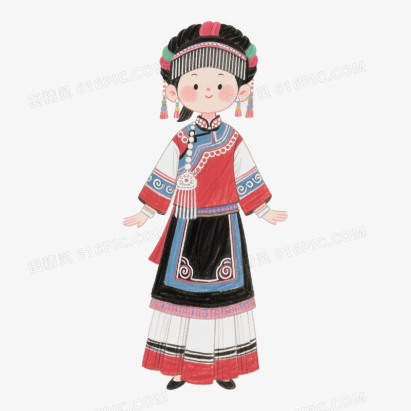 女孩云南代表性服饰免抠元素