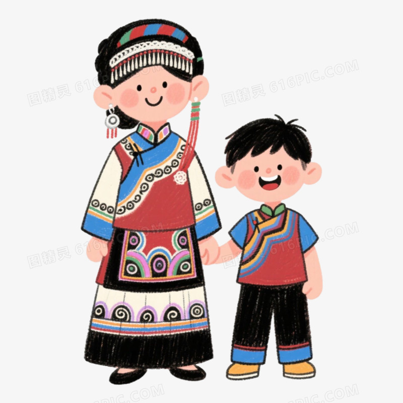 母子云南代表性服饰免抠元素